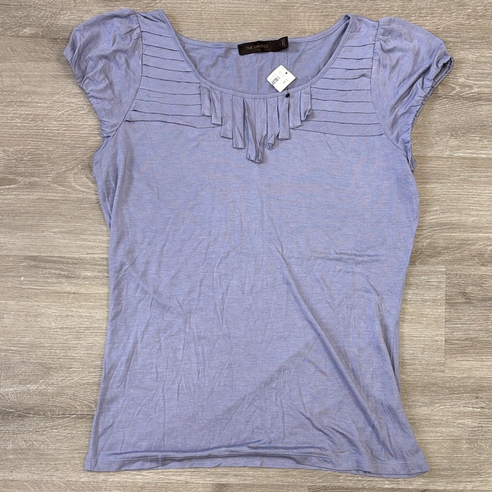 The Limited Lavender Short Sleeve Tee with Pleated Yoke